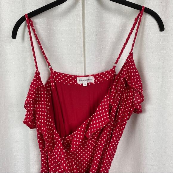 Revolve Privacy Please Giana Red Polka Dot Wrap Mini Dress Sz.M - Picture 6 of 15